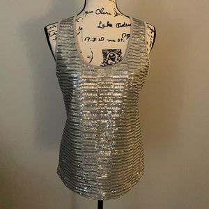 Jones New York Silver Gray Sequin Tank Top Size Small S. Perfect for Holidays!